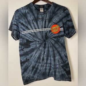 Santa Cruz Men's Black Tie-Dye T-Shirt (Size M)
